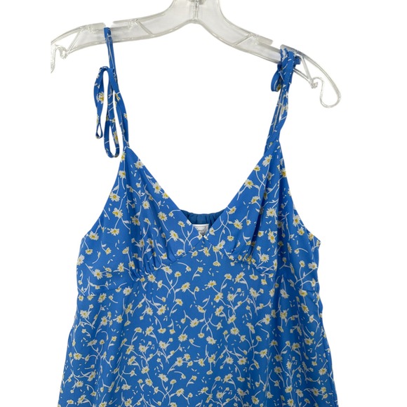 Blues & Greys Babydoll Dress Womens Sz L Retro Fairy Coquette Flowy Floral Cute - Picture 8 of 9